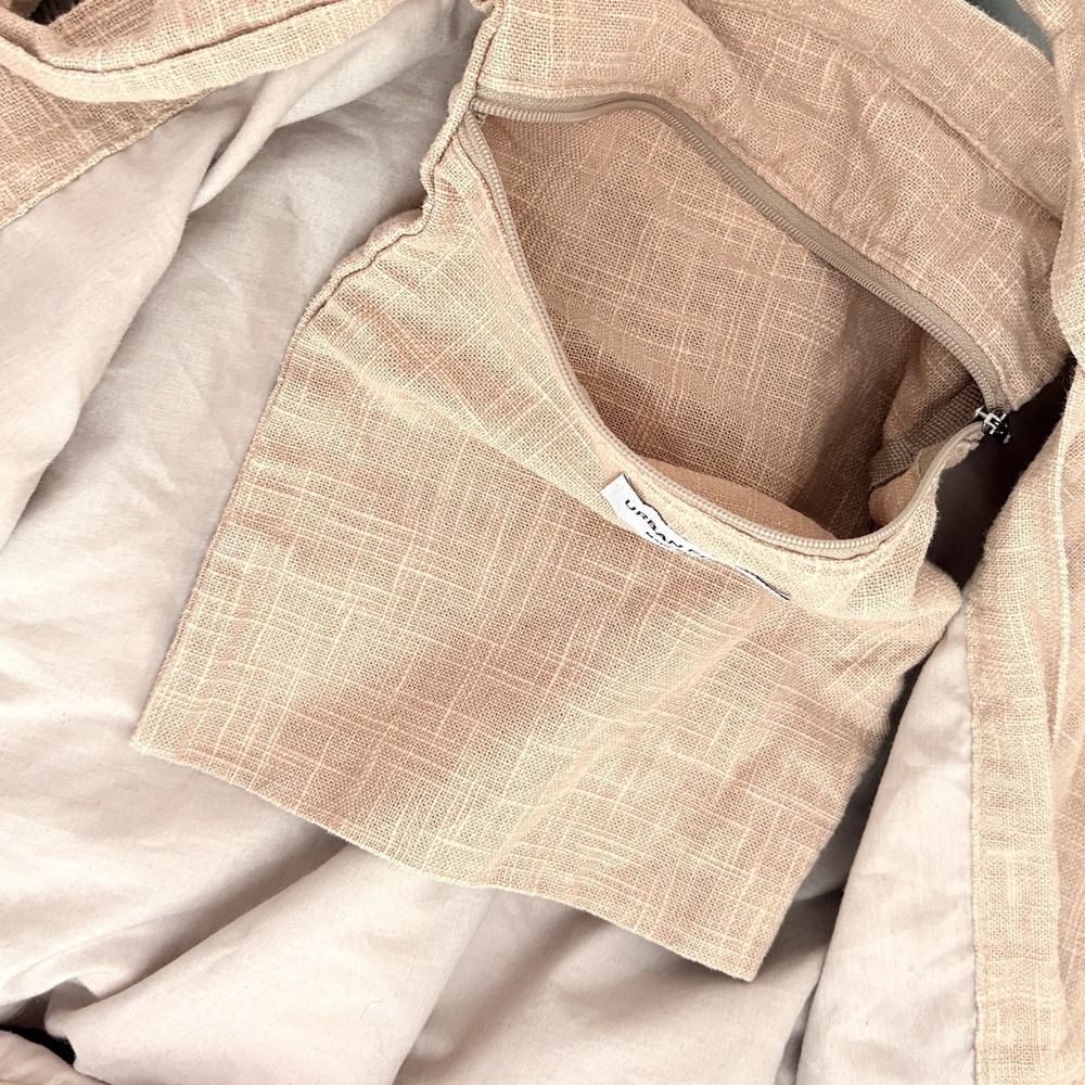 Urban French Large Linen Tote Bag Hobo Slouchy Shoulder Bag Beige Made In Korea - Picture 9 of 14